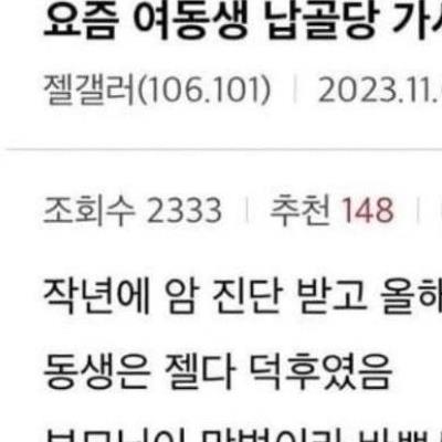 여동생 납골당 가서 닌텐도 하는 친오빠