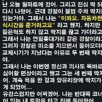 불법주차 단속 경찰과 싸운 결과